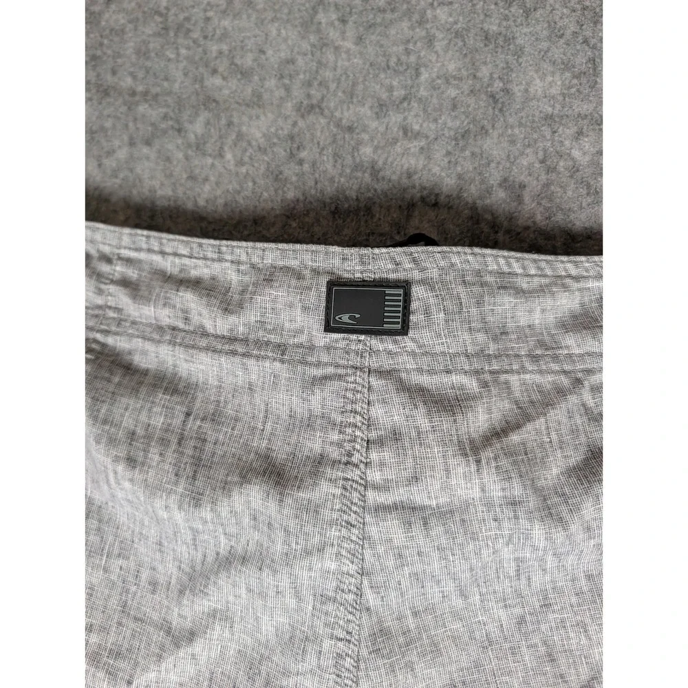 O'Neill Mens Board Shorts Grey Blue Striped Colorblock Swim Trunks Side Pocket